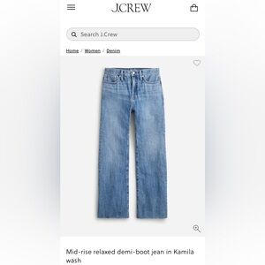 J.CREW mid-rise relaxed demi-boot cut Petite jean